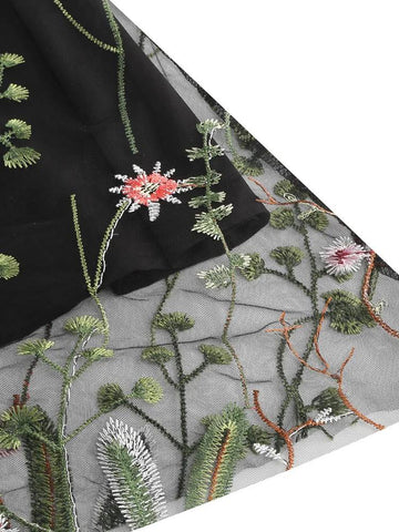 Atomic Black Floral Mesh Embroidered Dress