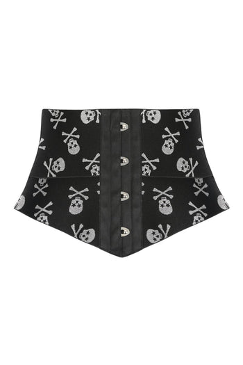 Atomic Black and White Crazy Skulls Underbust Corset | Halloween Outfit | Skull Outfit
