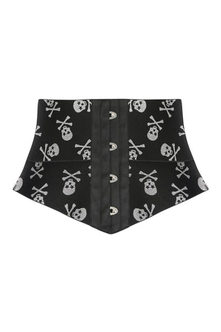Atomic Black and White Crazy Skulls Underbust Corset | Halloween Outfit | Skull Outfit