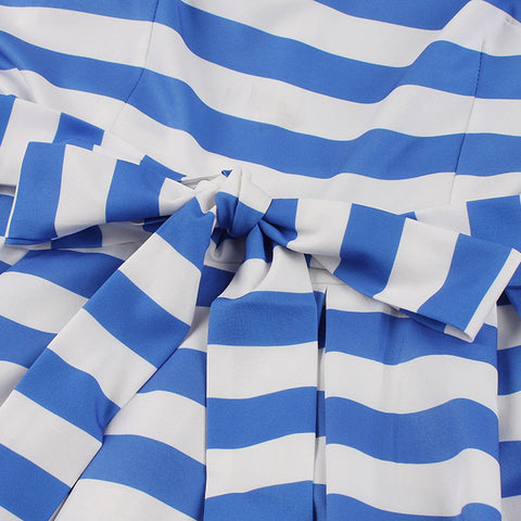 Atomic Blue and White Striped Vintage Summer Dress