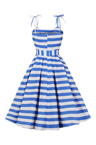 Atomic Blue and White Striped Vintage Summer Dress
