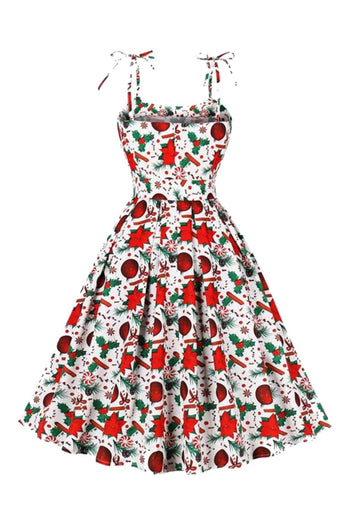 Atomic Christmas Cane Belted Swing Dress