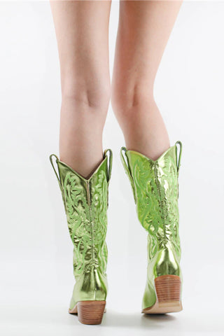 Only Maker Green Embroidered Mid-Calf Western Boots