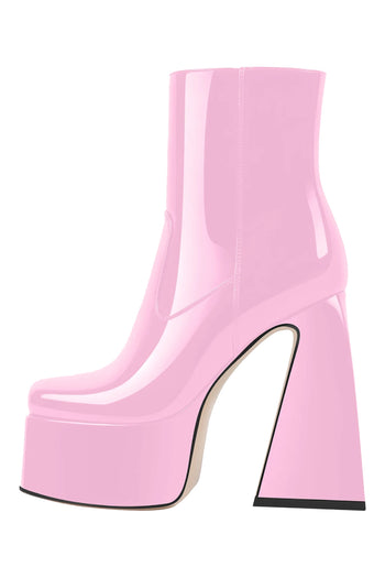 Only Maker Pink Platform Chunky High Heels Ankle Boots