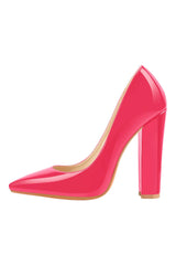 Only Maker Pink Pointed Toe Chunky Block Heel Pumps