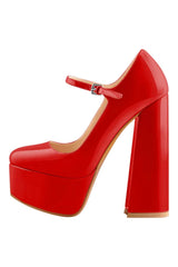 Only Maker Red Mary-Jane Chunky Platform Heels