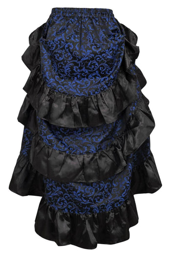 Premium Blue and Black Brocade High-Low Bustle Skirt