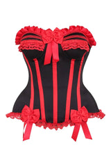 Top Drawer Premium Black and Red Satin Steel Boned Overbust Corset