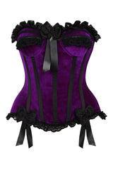 Top Drawer Premium Purple Velvet Steel Boned Burlesque Corset