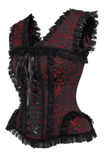 Top Drawer Red and Black Swirl Corset w/ Cap Sleeves