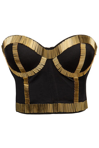 Black and Gold Bustier Top
