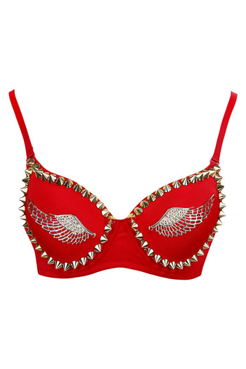Red and Gold Studded Bra Top