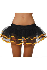 Black with Colored Trim Double Layer Petticoat