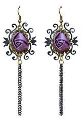 Purple Rose Tassel Earrings