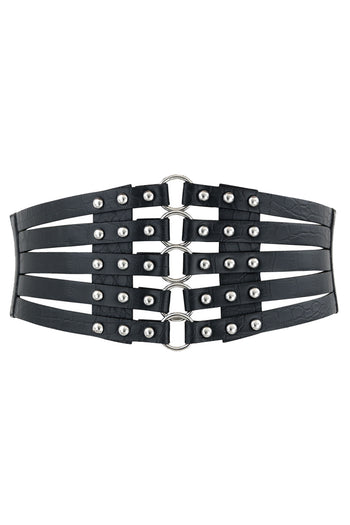 Punk Ring Embellished Wide Belt