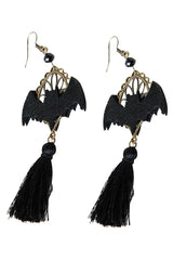 Gothic Tasseled Bat Earrings