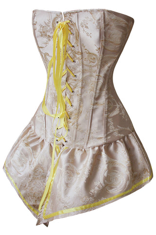 Champagne Brocade Skirted Overbust Corset