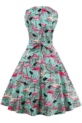 1950's Flamingo Print Swing Dress
