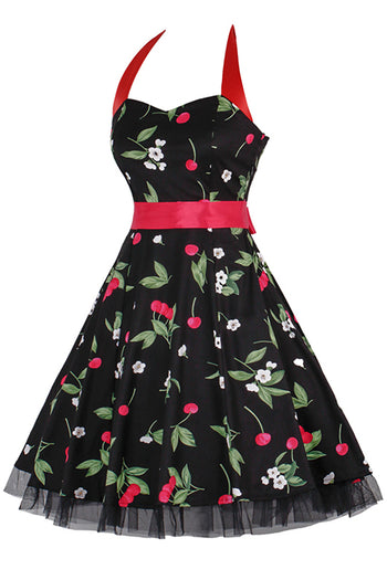 Black Cherry Halter Swing Dress