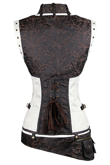 Two Toned Steel Boned Steampunk Overbust Corset
