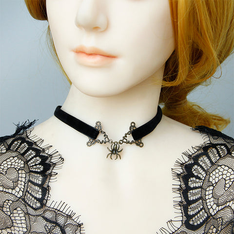 Gothic Black Spider Choker Necklace