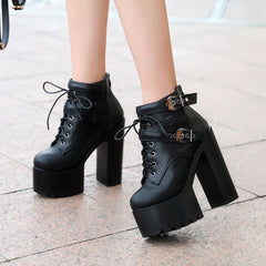 Double Buckled High Heeled Boots