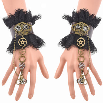 Atomic Victorian Gears Wristband with Ring