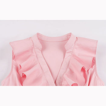 Pink Ruffled Falbala Summer Dress
