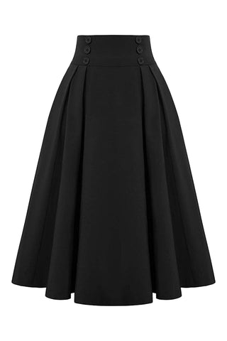 Atomic Black Pleated Maxi Skirt | Gothic Skirt | Retro Skirt