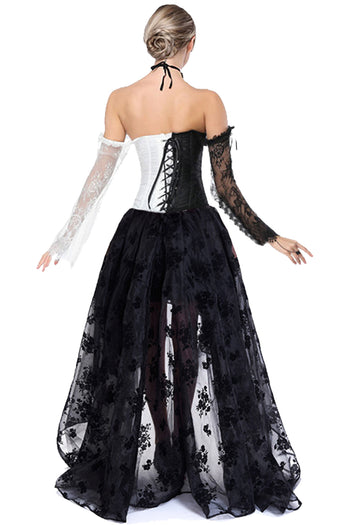 Atomic Black and White Victorian Gothic Corset and Skirt Set | Gothic Corset Outfit