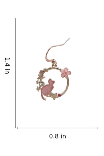 Atomic Pink Starry Cat Earrings