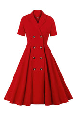 Atomic Red Double Breasted Vintage Dress