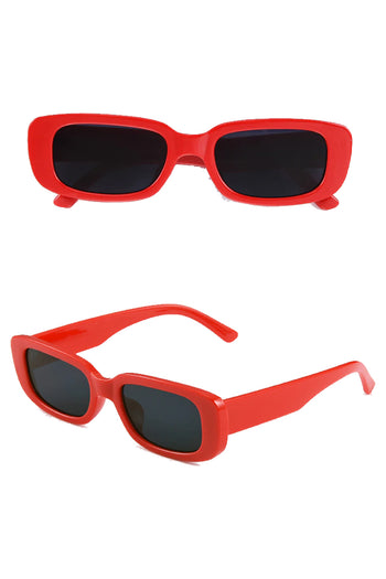 Wear the Atomic Red Vintage Retro Rectangle Small Sunglasses for a spectacular look. This pair of sunglasses features a small rectangle frame design, dark gradient lens, and it's light on the nose.
