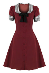 Atomic Wine Red Vintage Peter Pan Midi Dress | Rockabilly Dress