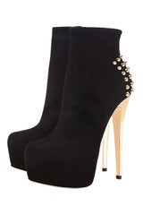 Only Maker Spiked Black Flock Ankle Boots