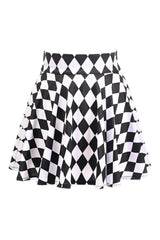 Premium Black and White Diamond Print Stretch Lycra Skirt