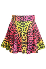 Premium Rainbow Leopard Stretch Lycra Skirt