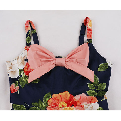 Atomic Blue and Pink Floral Summer Vintage Dress