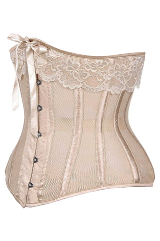 Atomic Champagne Steel Boned Floral Lace Underbust Corset