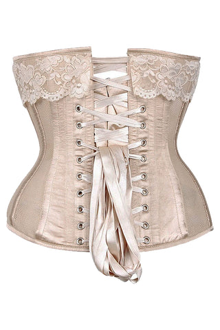 Atomic Champagne Steel Boned Floral Lace Underbust Corset