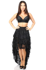 Premium Black Lace Tiered Hi-Low Skirt
