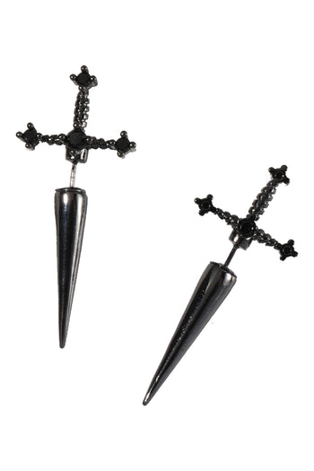 Atomic Black Gothic Sword Stud Earrings