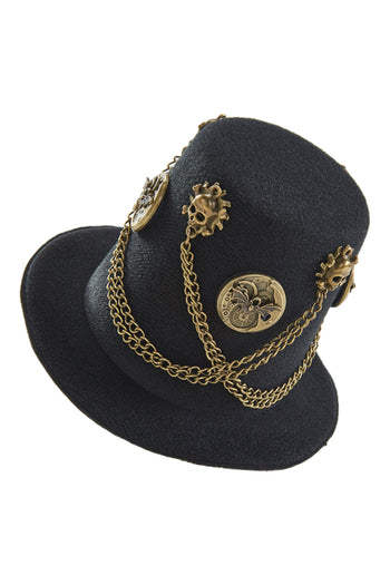 Atomic Black Steampunk Vintage Dial and Skull Top Hat