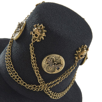 Atomic Black Steampunk Vintage Dial and Skull Top Hat