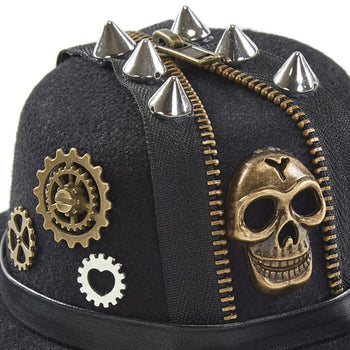 Atomic Black Zipped Skull Steampunk Hat