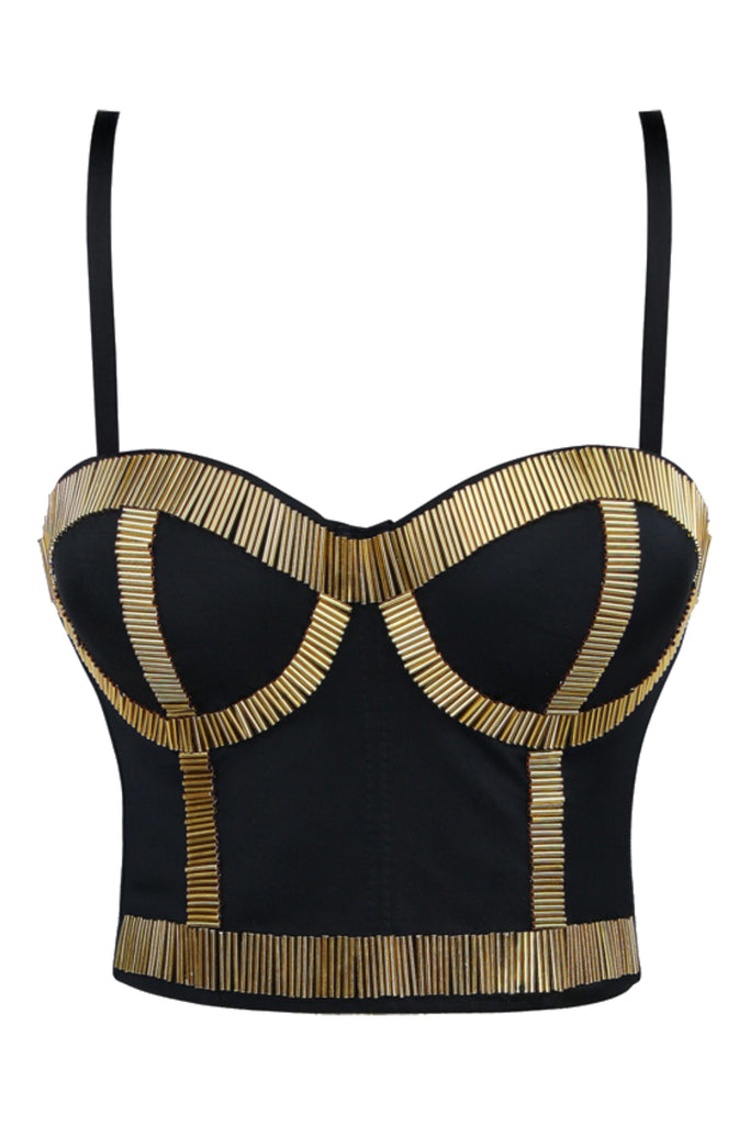 Atomic Black and Gold Bustier Top | Atomic Jane Clothing
