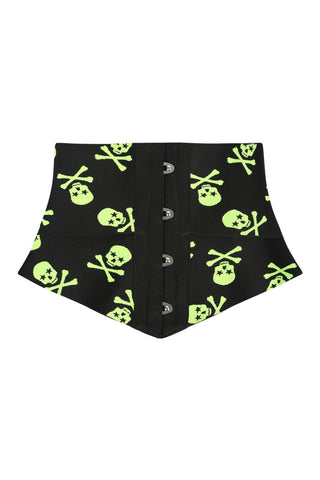 Atomic Black and Green Crazy Skulls Underbust Corset | Halloween Outfit | Corset Outfit