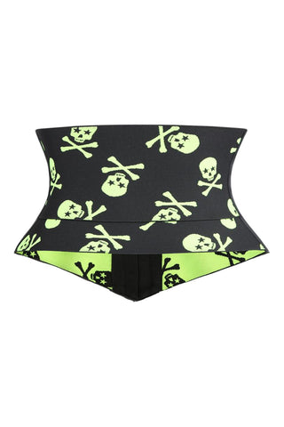 Atomic Black and Green Crazy Skulls Underbust Corset | Halloween Outfit | Corset Outfit