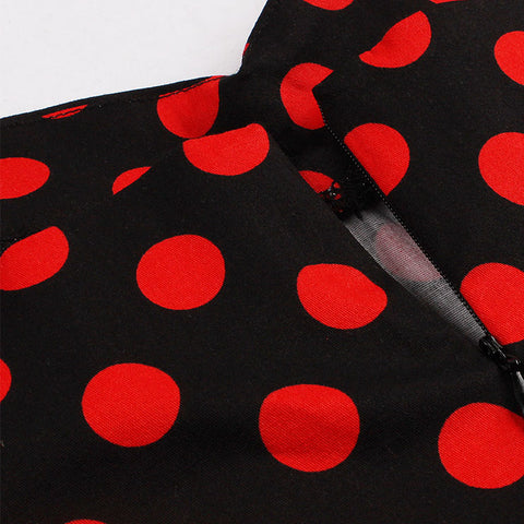 Atomic Black and Red Polka Dot Halter Dress