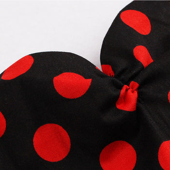 Atomic Black and Red Polka Dot Halter Dress